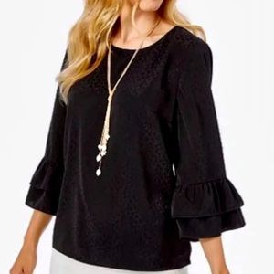 Lilly Pulitzer black animal print blouse top